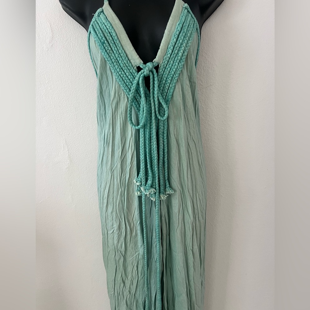 Mint Green Braided Tassel Maxi Dress